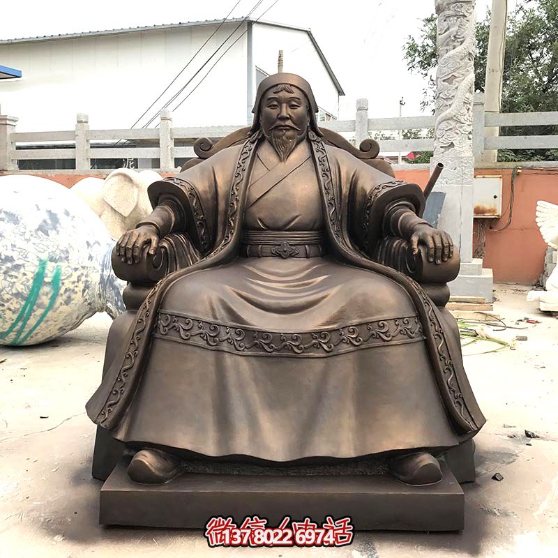 玻璃钢仿古铜雕塑著名军事家成吉思汗