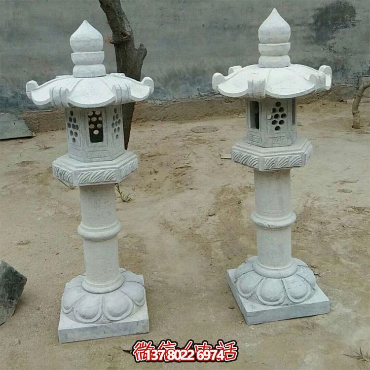 太阳能仿古中式大理石石灯，点亮你的花园