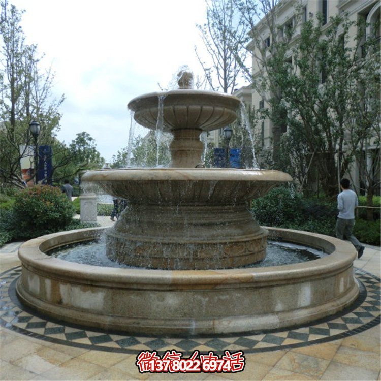 欧式双层大理石流水喷泉，为小区增添高贵气质