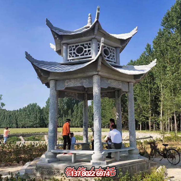 多层中式凉亭，完美雕塑户外公园