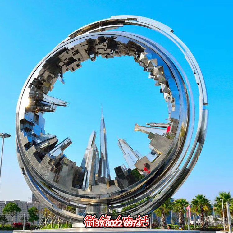 不锈钢抽象齿轮雕塑，点缀园林景观
