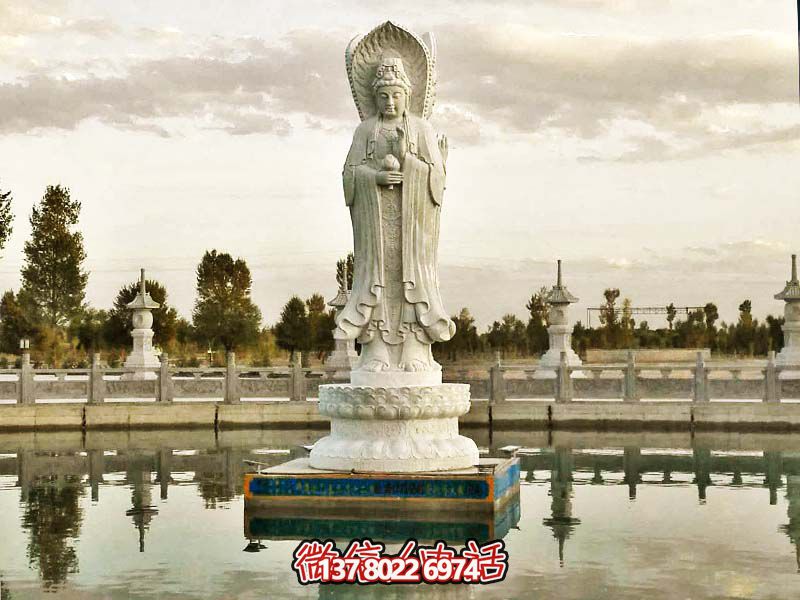 大型汉白玉石雕观音雕塑，让你的户外景区更加完美