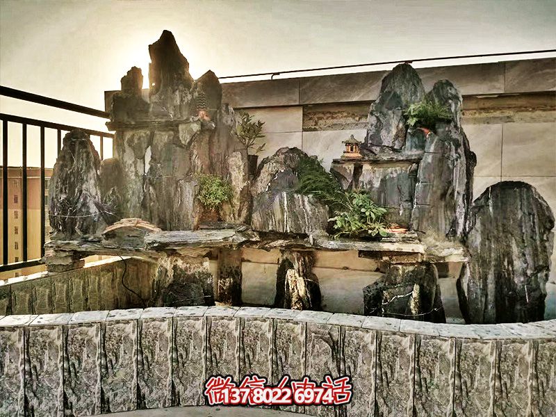 精美小型假山景观阳台摆放装饰