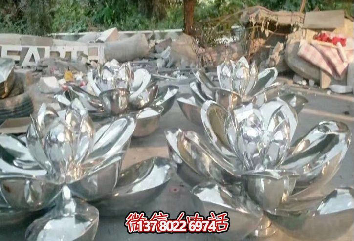 华丽荷花雕塑不锈钢艺术精品