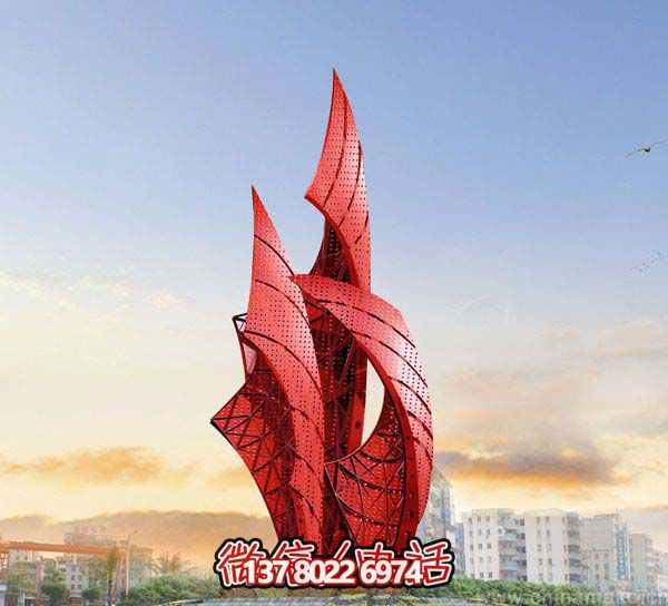 不锈钢雕塑装饰花园广场喷漆镂空帆船