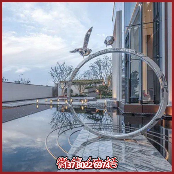 创意不锈钢圆环雕塑——为酒店会所、户外景观增添几何美感
