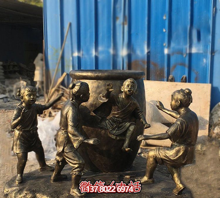 仿铜玻璃钢雕塑——司马光砸缸的寓言故事