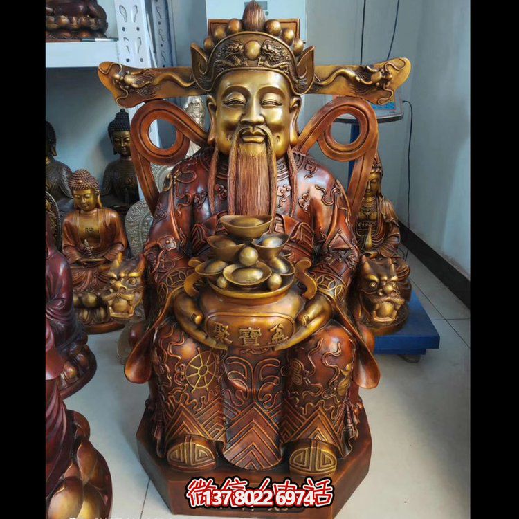家用纯铜锻造财神爷雕塑——财源滚滚，祝福财运永久