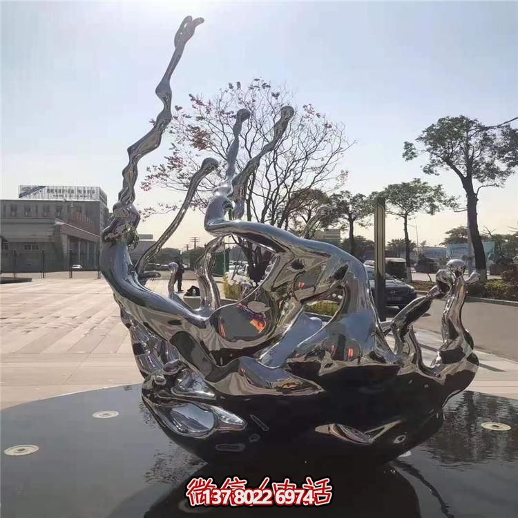 创意不锈钢浪花雕塑，美化你的户外广场