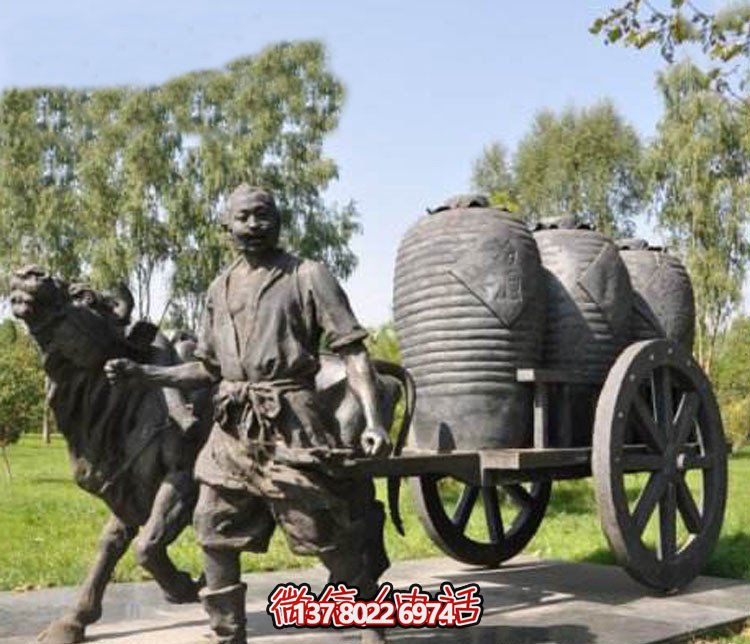 古代人物小品铜雕缸雕塑