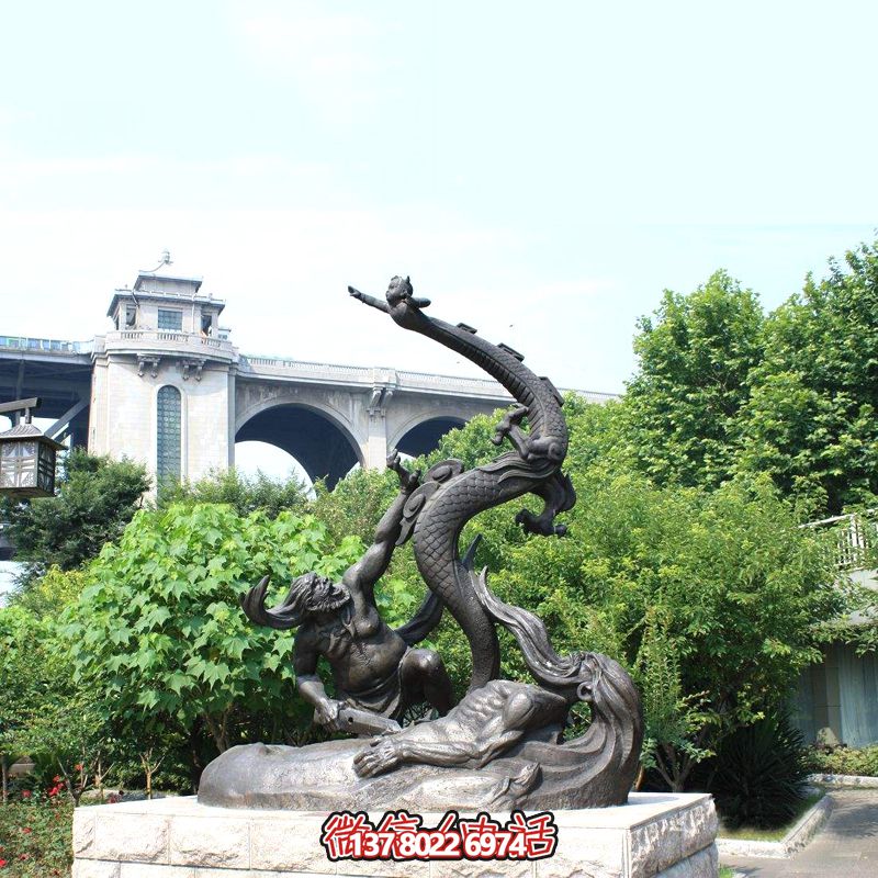 仿铜雕塑大禹治水，装饰公园广场