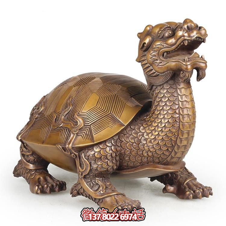 巨型铜雕龙龟雕塑，拙朴寺庙装点
