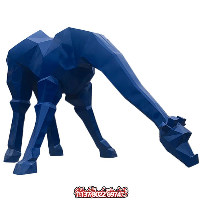玻璃钢大型户外广场几何长颈鹿雕塑