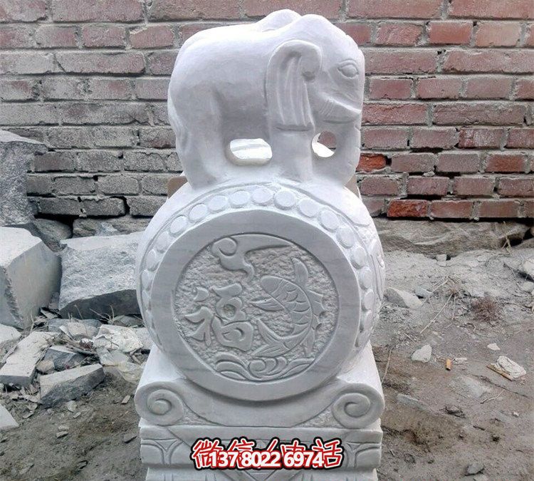 传统工艺精美青白玉大象雕塑