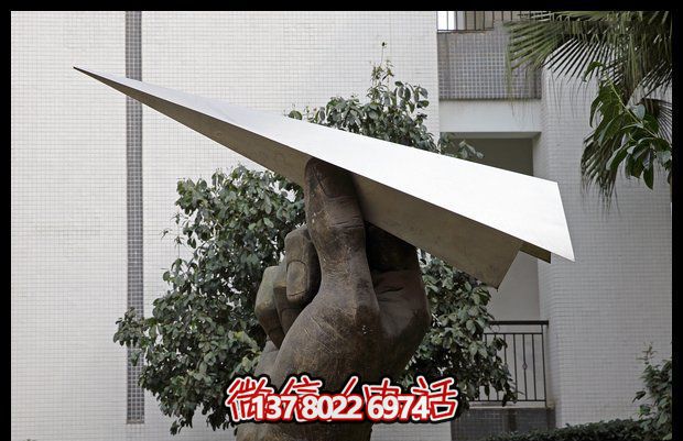 宿舍装饰不锈钢纸飞机雕塑