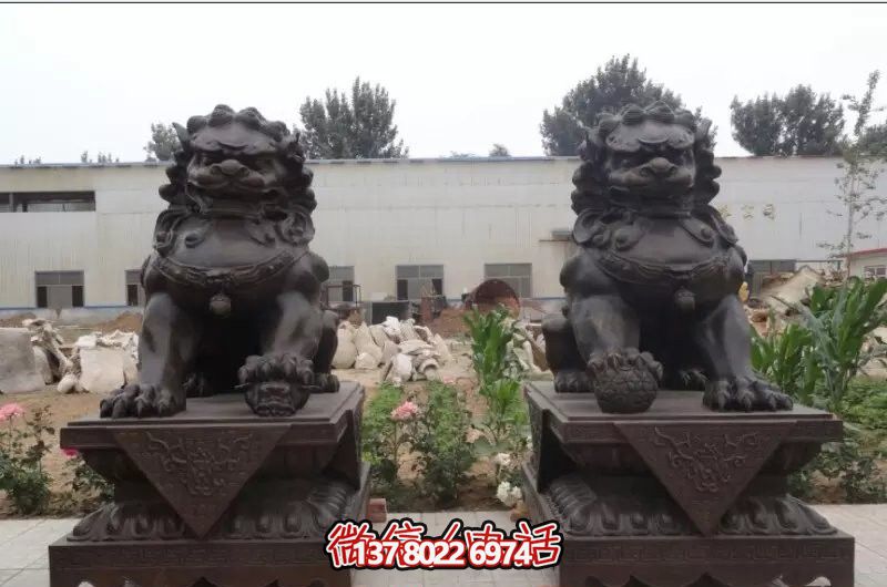 大型不锈钢仿铜家用别墅庭院狮子雕塑