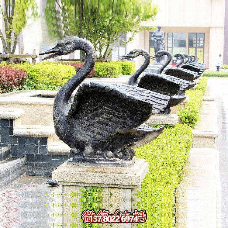 区街边景观不锈钢创意天鹅喷漆雕塑