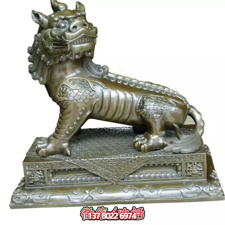 小型不锈钢神麒麟雕塑，装点庭院