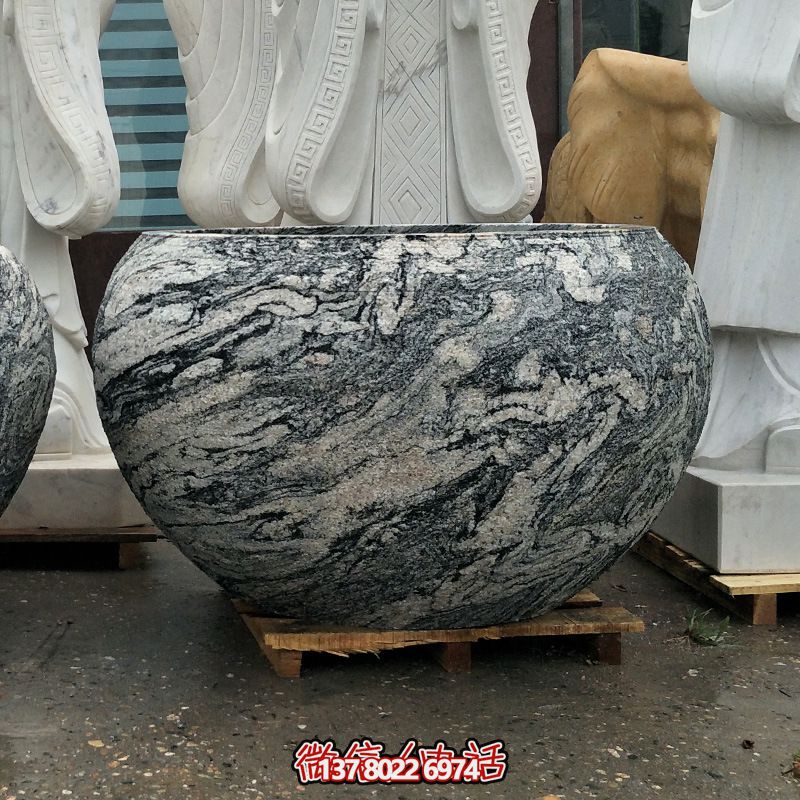 精美大理石石雕鱼缸,点缀庭院雕塑 精美大理石石雕鱼缸,点缀庭院雕塑