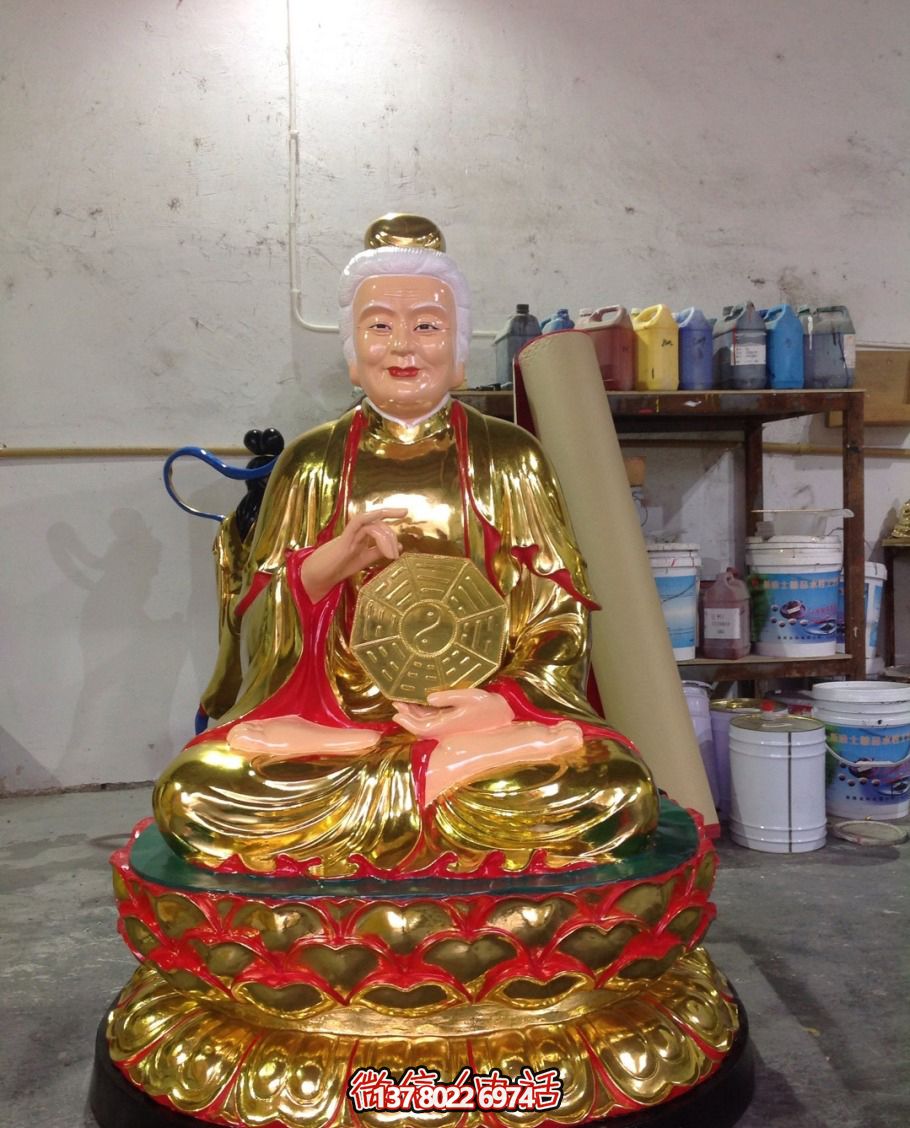 不锈钢太极老母雕塑喷金烤漆大型景观寺庙装饰 不锈钢太极老母雕塑喷金烤漆大型景观寺庙装饰