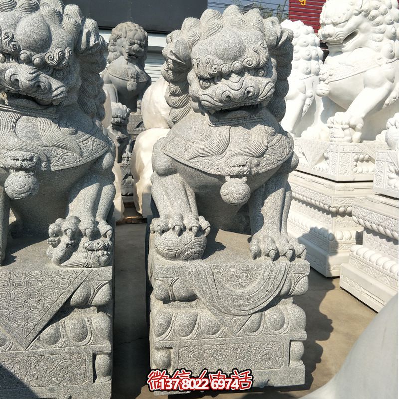 精美大理石狮子雕塑，装点你的户外庭院