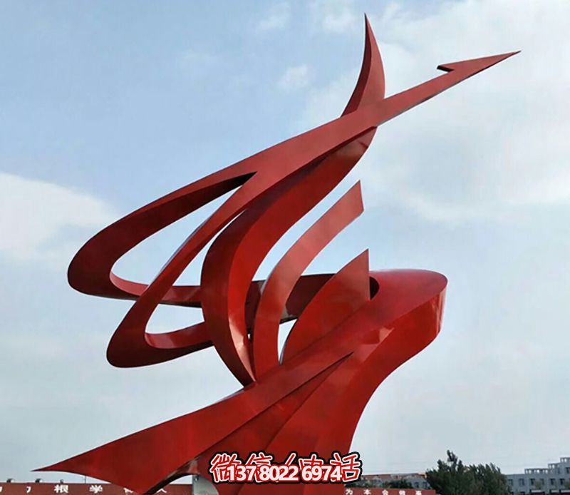 不锈钢红色大型商场雕塑装饰飘带