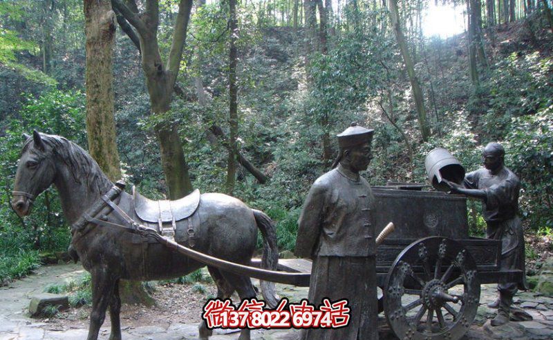 仿古青铜马车雕塑,为景区商业街增添古典风情 仿古青铜马车雕塑,为景区商业街增添古典风情