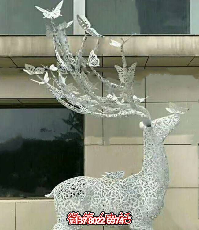 不锈钢镂空梅花鹿雕塑，环境美化小区园林