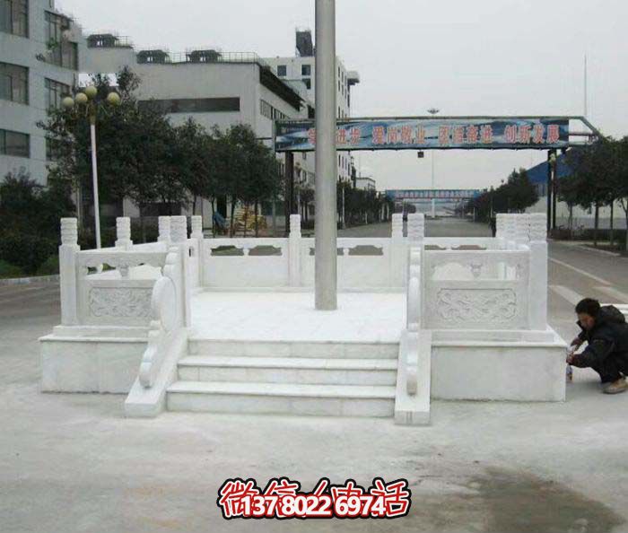 校园景观精美汉白玉升旗台石雕塑