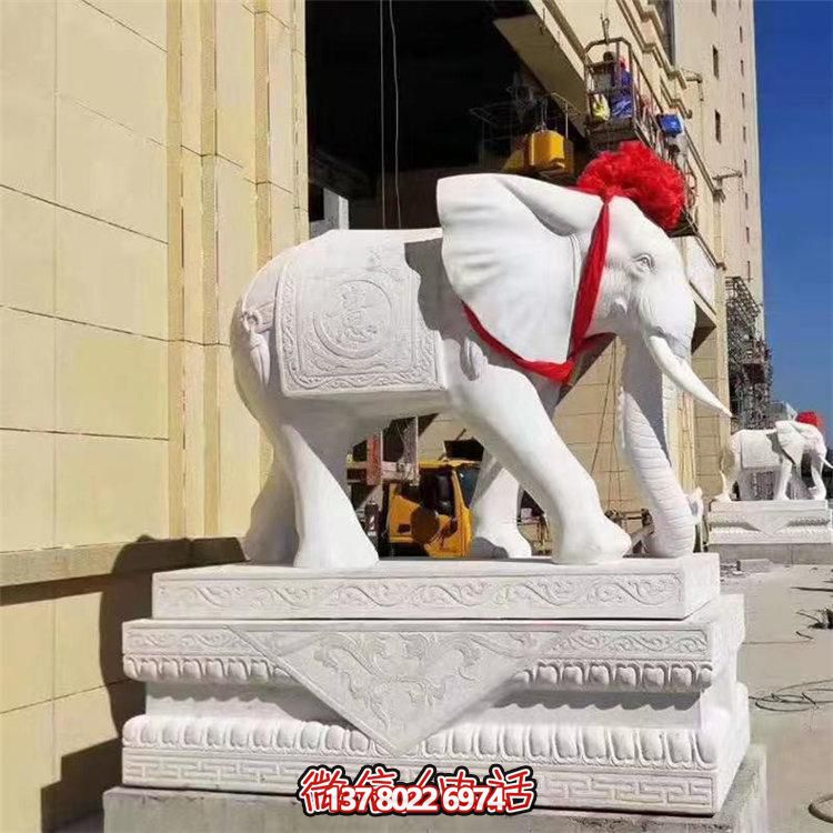 汉白玉石象雕塑，定制财神招风水神