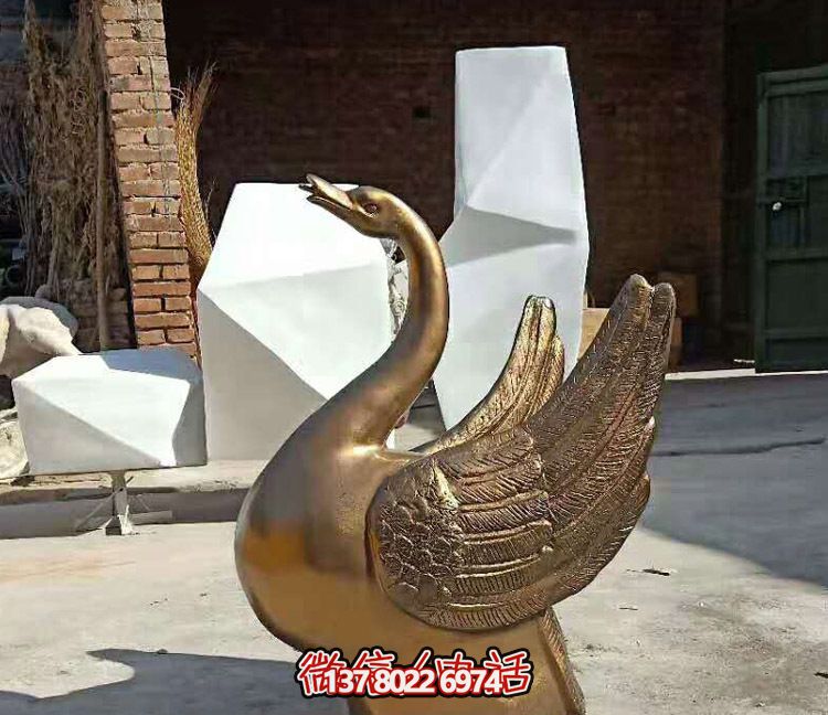 创意不锈钢铸铜天鹅雕塑