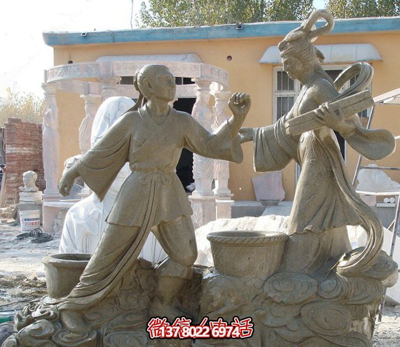 公园景观牛郎织女砂岩雕塑 公园景观牛郎织女砂岩雕塑