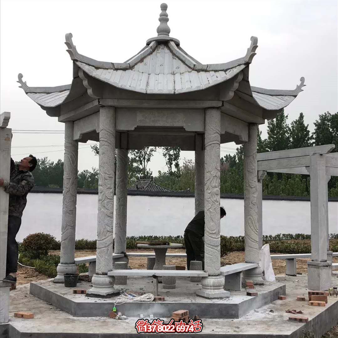 公园庭院摆放仿古建筑六角雕刻长廊休闲凉亭 公园庭院摆放仿古建筑六角雕刻长廊休闲凉亭