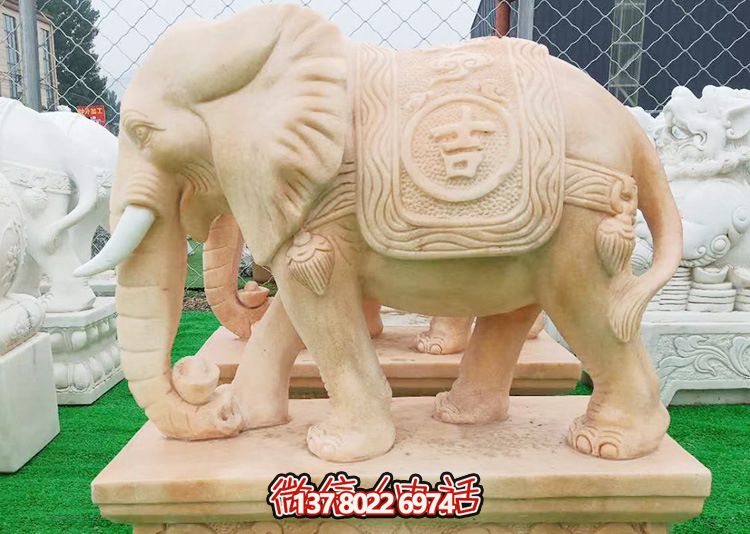 户外园林大型石雕浮雕吉祥大象雕塑