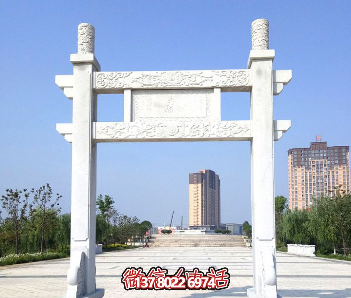 公园广场摆放单门大理石简易牌楼 公园广场摆放单门大理石简易牌楼