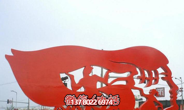 公园不锈钢抽象红色长发美女雕塑 公园不锈钢抽象红色长发美女雕塑