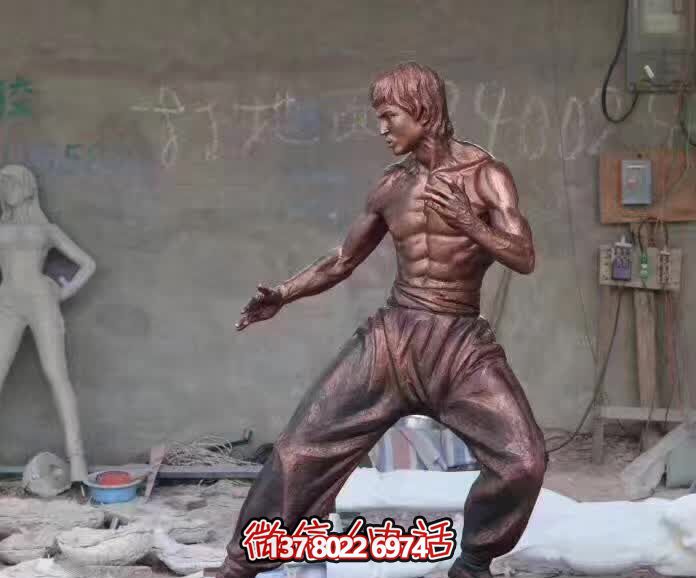 功夫明星铜雕户外景区李小龙雕塑 功夫明星铜雕户外景区李小龙雕塑