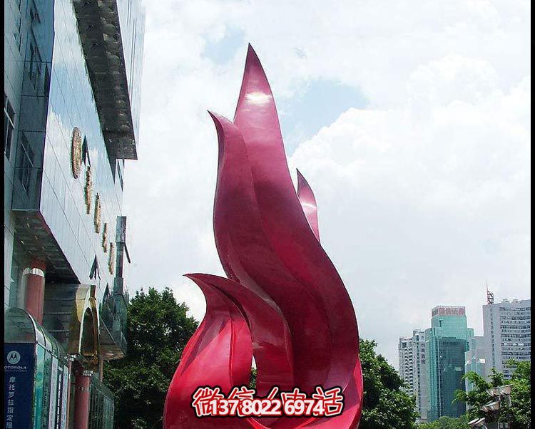 商厦门口装饰摆放大型红色个性飘带雕塑