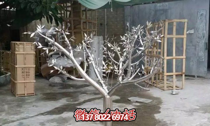商场酒店镜面不锈钢树雕塑 商场酒店镜面不锈钢树雕塑