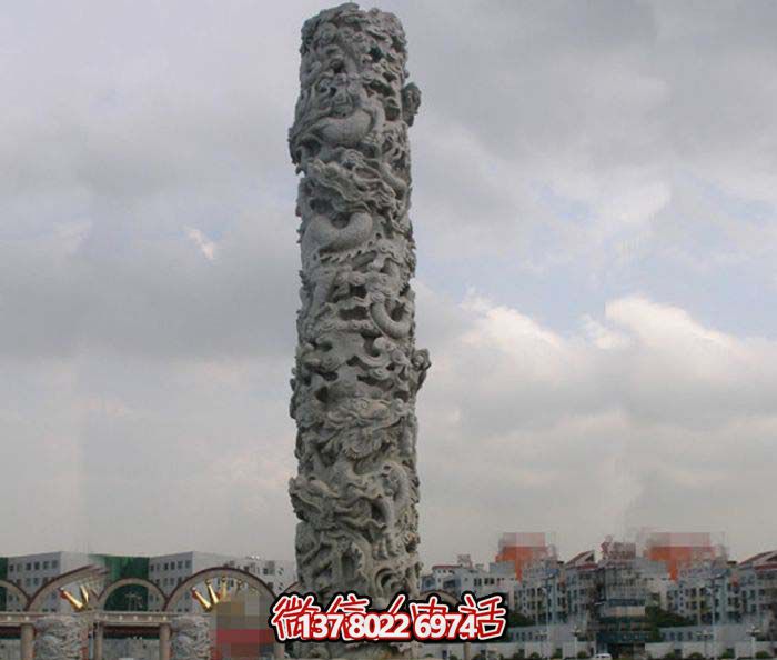 龙柱雕塑-广场景观仿古镂空盘龙柱石雕 龙柱雕塑-广场景观仿古镂空盘龙柱石雕