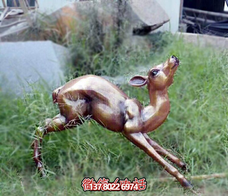 玻璃钢仿铜奔跑的鹿雕塑 玻璃钢仿铜奔跑的鹿雕塑