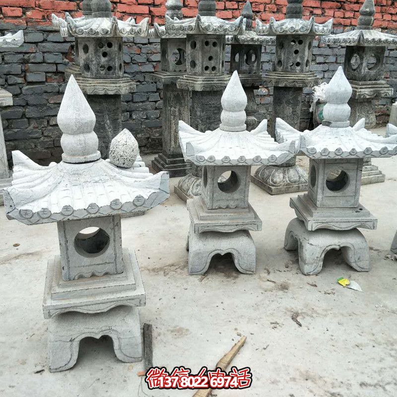 中式庭院大理石雕灯笼景观摆件
