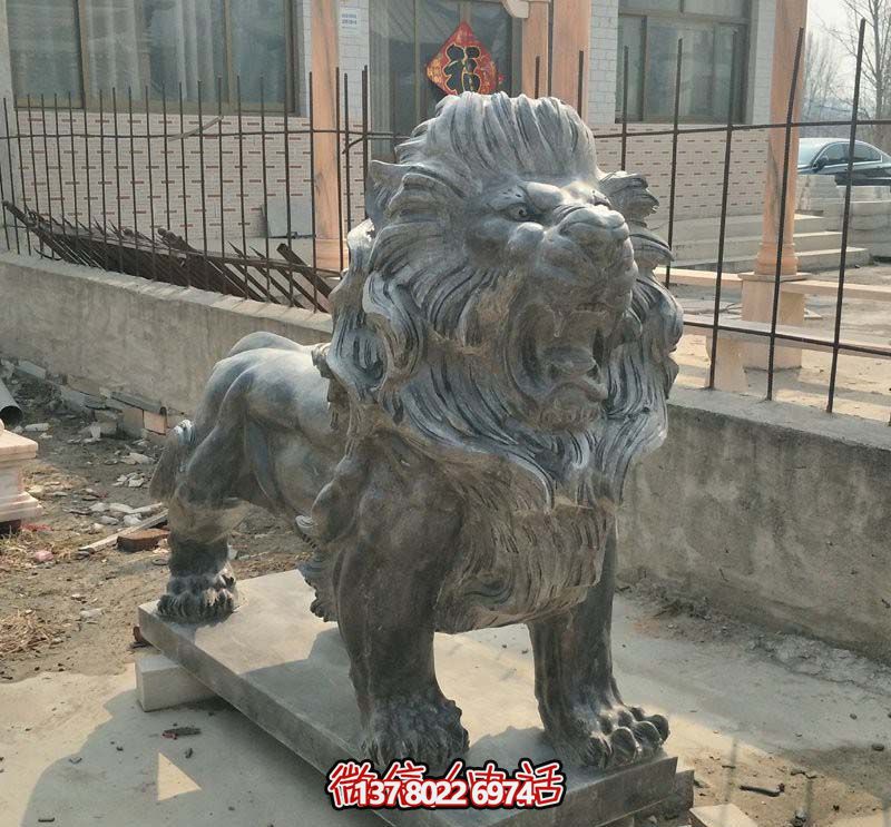 别墅小区大型仿真动物大理石石雕狮子雕塑