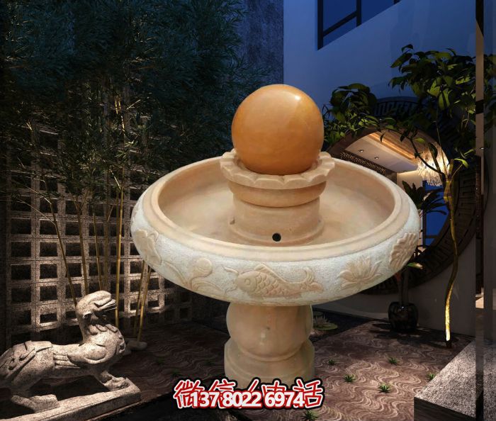 小型晚霞红莲花风水球公园石雕 小型晚霞红莲花风水球公园石雕