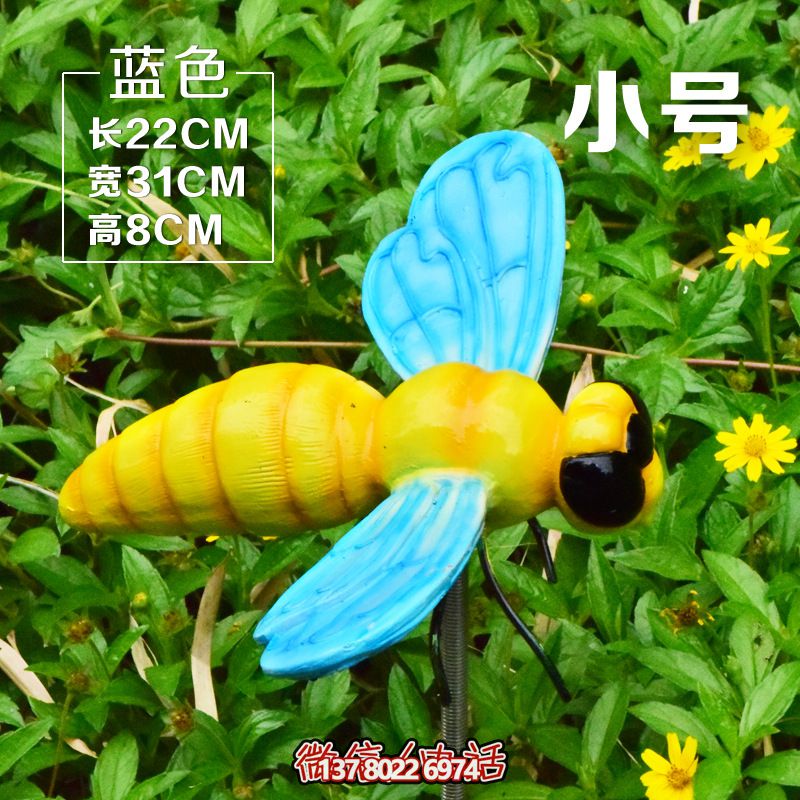 农场景区草丛仿真蓝色翅膀树脂蜜蜂雕塑