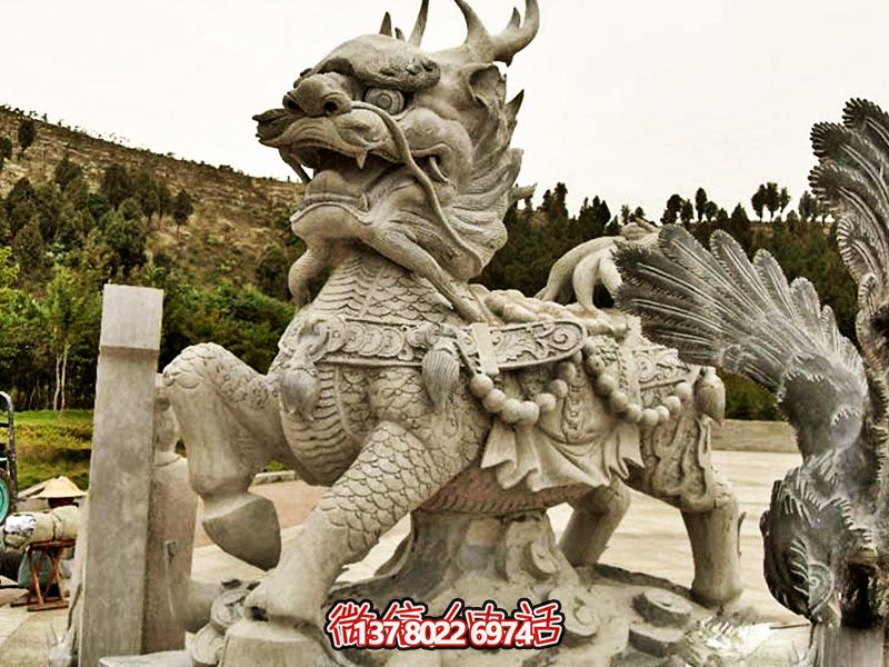 户外广场大型动物景观石雕神兽麒麟雕塑 户外广场大型动物景观石雕神兽麒麟雕塑