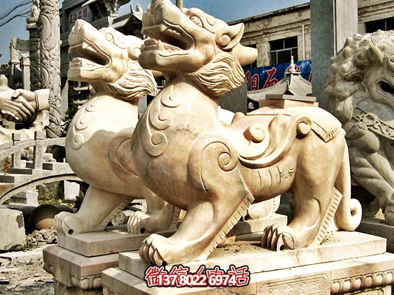 庭院寺庙大理石石雕神兽貔貅雕塑