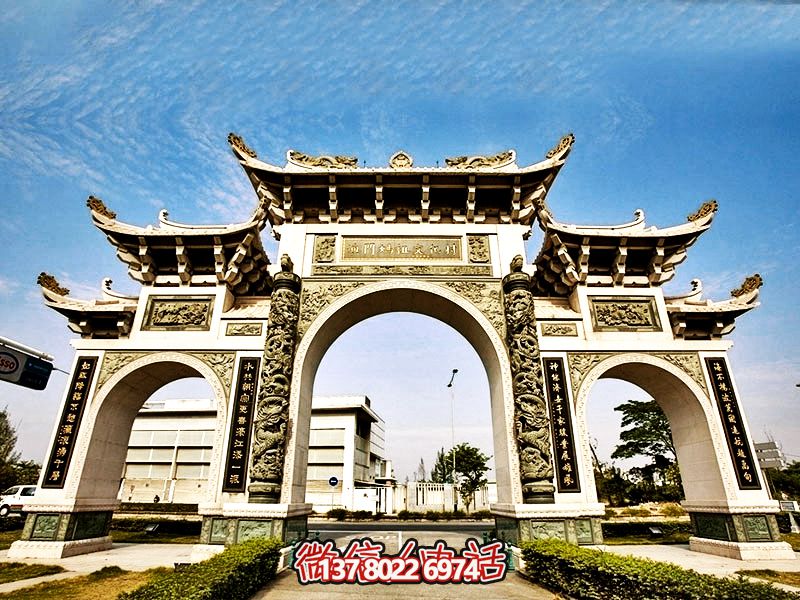 妈祖景点三门五楼古建青石雕牌坊 妈祖景点三门五楼古建青石雕牌坊