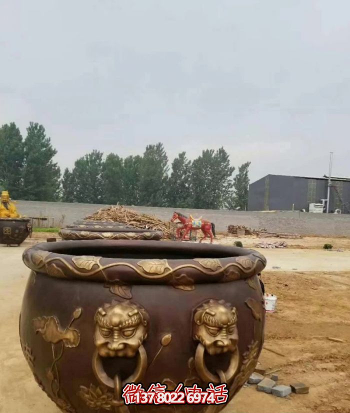 寺庙水缸铜雕狴犴缸雕塑 寺庙水缸铜雕狴犴缸雕塑