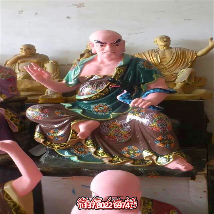 玻璃钢彩绘大型景观玻璃钢十八罗汉雕塑